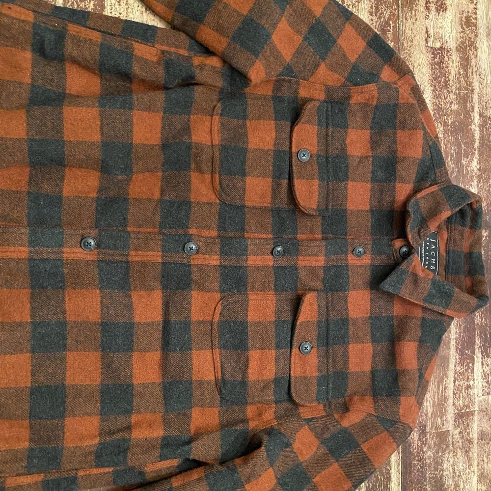 Red Buffalo Plaid Wool Blend Shirt Jacket (Large)